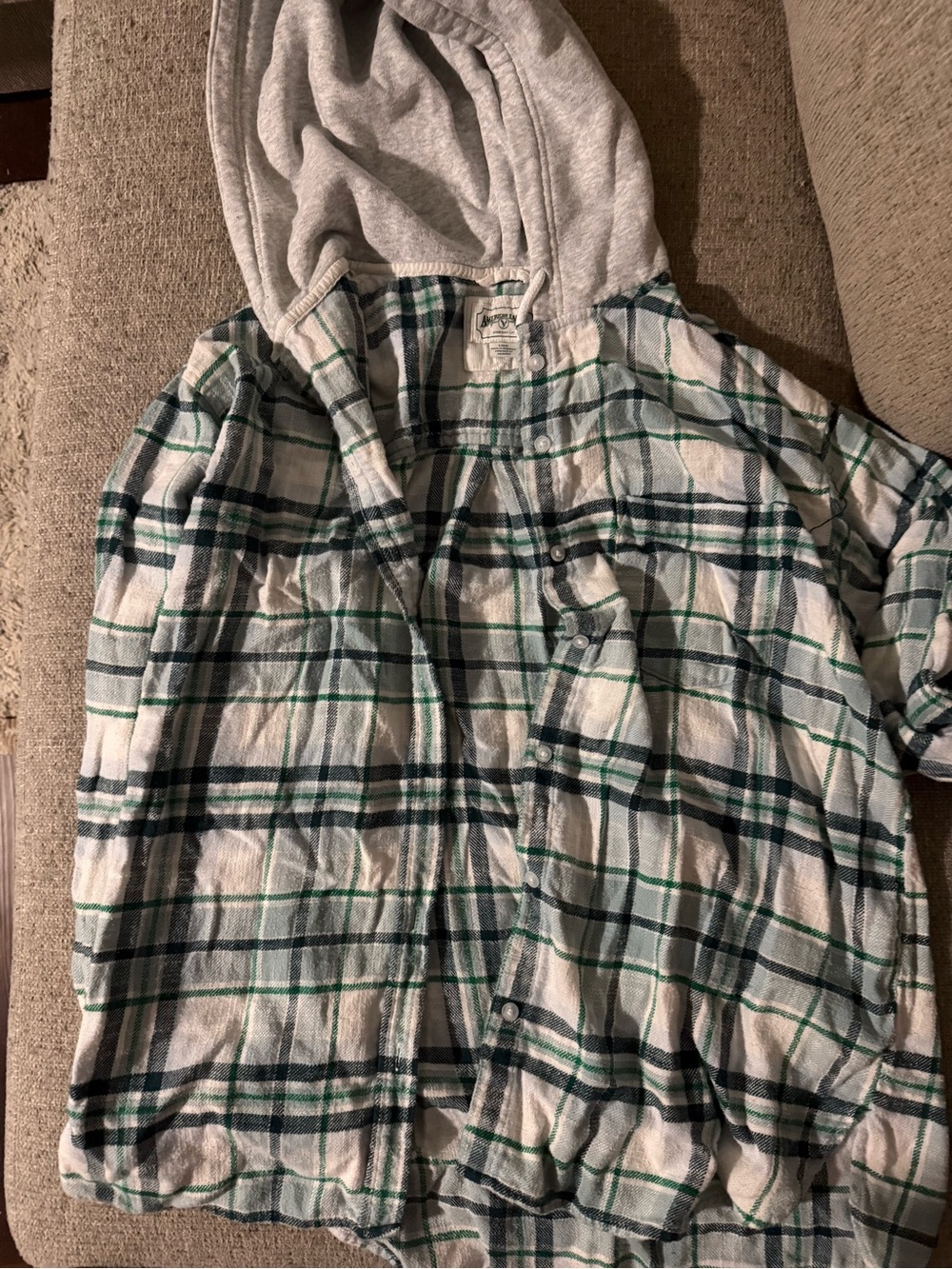 American Eagle older style flannel with hood